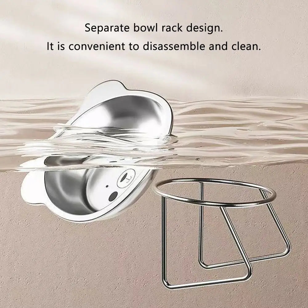 Elevated Cat Bowl - 15-Degree Tilted Stainless Steel Feeding Dish with Raised Stand